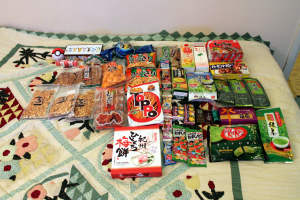 This is all the food and snacks that I brought with me from Japan.